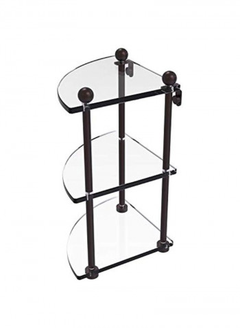 3-Tier Corner Shelf Brown/Clear 8x8x15inch