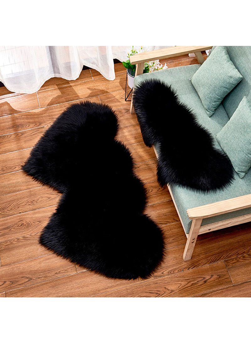 1-Piece Rug Modern Simple Solid Color Heart-Shaped Cushion Black L