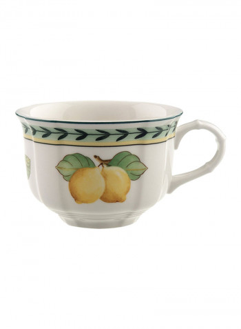 12-Piece French Garden Fleurence Tea Cup And Saucer Set White/Yellow/Green