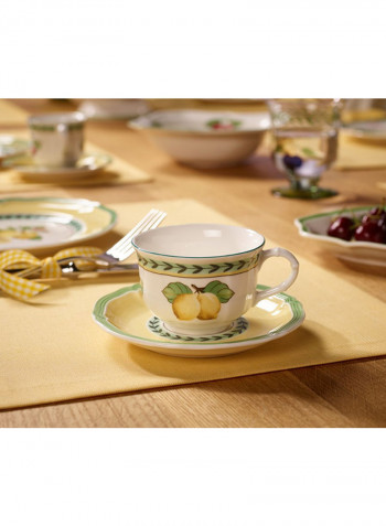 12-Piece French Garden Fleurence Tea Cup And Saucer Set White/Yellow/Green