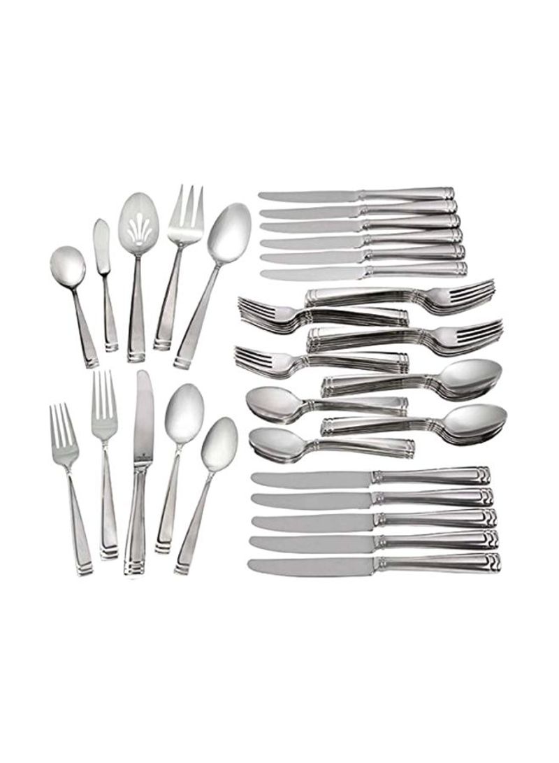 65-Piece Stainless Steel Cutlery Set Silver