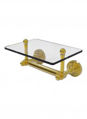 Dottingham Collection Toilet Paper Holder And Glass Shelf Gold/Clear 8.8x6x4.6inch