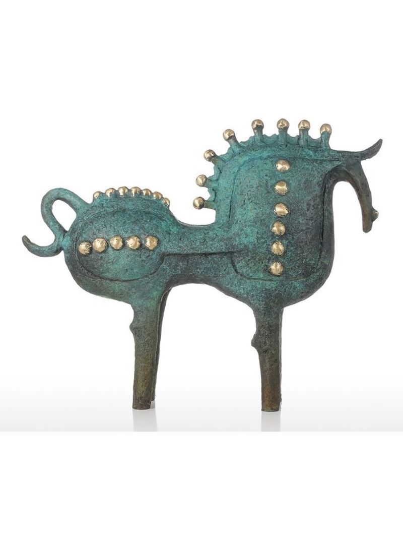 Exaggerative Horse Bronze Sculpture Green/Gold