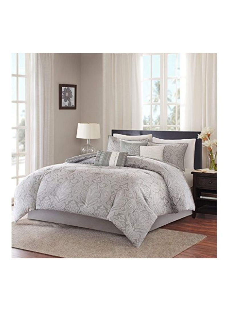 7-Piece Comforter Set Polyester Grey King
