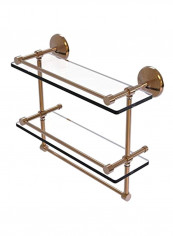 Gallery Double Towel Bar Glass Shelf Clear/Gold 16inch