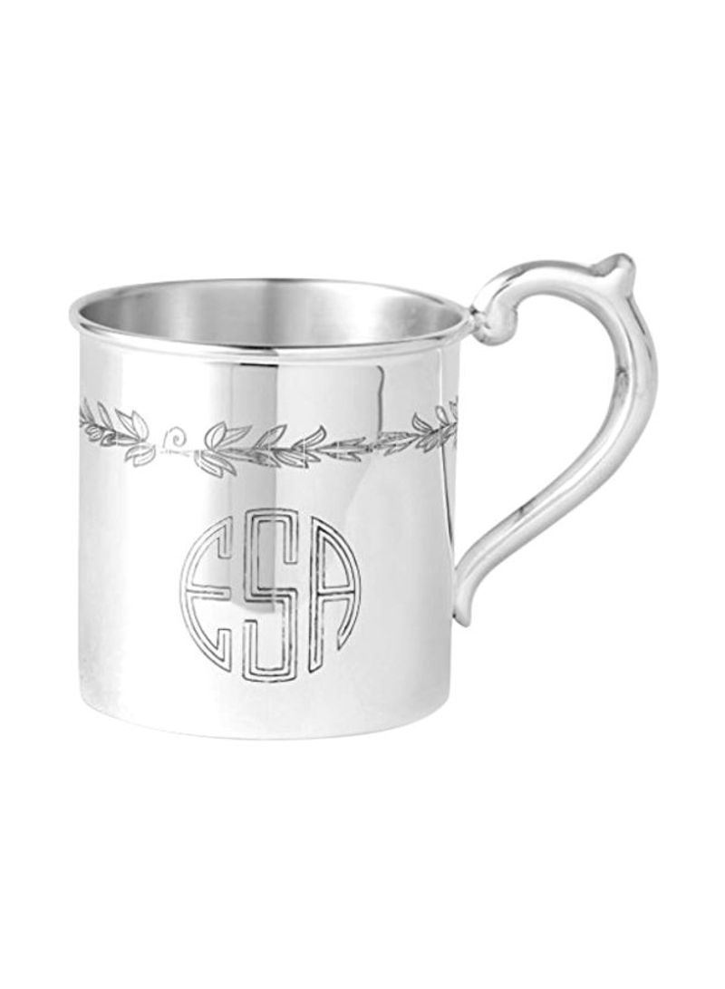 Feather Printed Sterling Silver Cup Silver 2.12inch