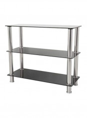 3-Tier Tempered Glass Shelving Unit Black/Silver reviews 3-Tier Tempered Glass Shelving Unit Black/Silver