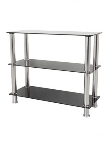 3-Tier Tempered Glass Shelving Unit Black/Silver