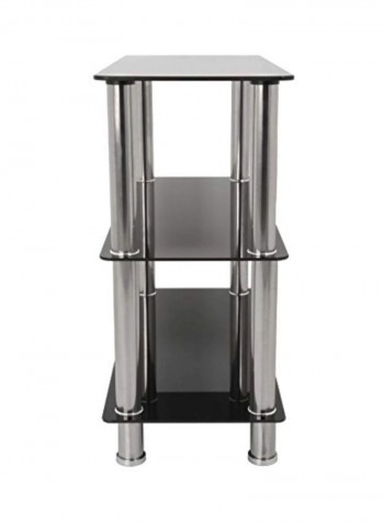 3-Tier Tempered Glass Shelving Unit Black/Silver