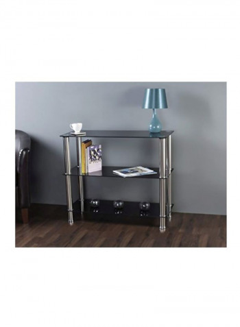 3-Tier Tempered Glass Shelving Unit Black/Silver