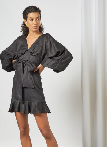 Balloon Sleeve Dress Black