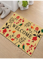 Flower Letter Pattern Anti-Slip Doormat Yellow 180x280centimeter