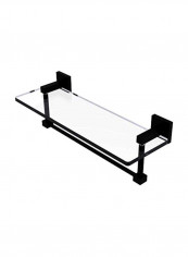 Montero Collection Vanity Integrated Towel Bar Glass Shelf Matte Black 16inch
