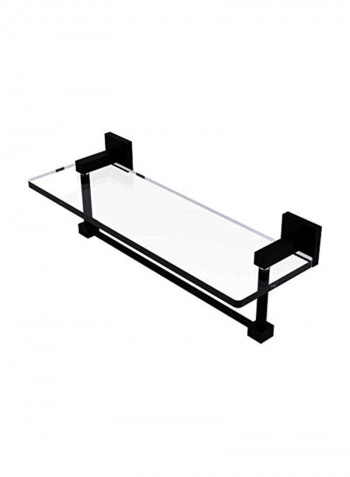 Montero Collection Vanity Integrated Towel Bar Glass Shelf Matte Black 16inch