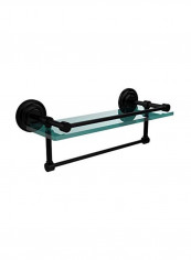 Wall Mounted Towel Bar Glass Shelf Black/Clear 16x5x5inch