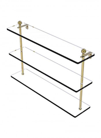 Mambo Collection Triple Tiered Glass Shelf Gold 22inch