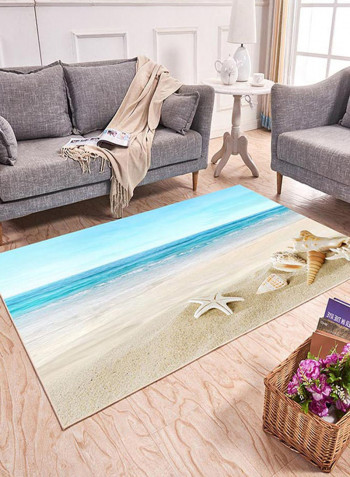 Anti-Skid Printed Mat Beige/Blue 180x280centimeter