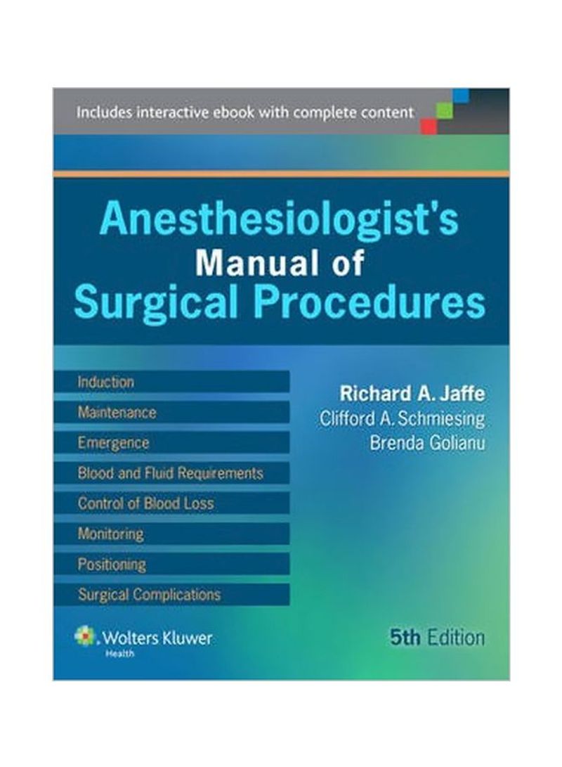 Anesthesiologist's Manual Of Surgical Procedures Hardcover 5