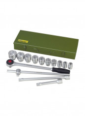 14-Piece Socket Set With Drive Ratchet Silver/Black/Green