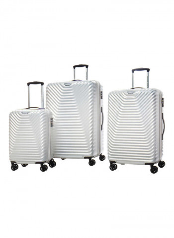 3-Piece Trolley Luggage Bag Set With Mounted TSA Locks Silky White