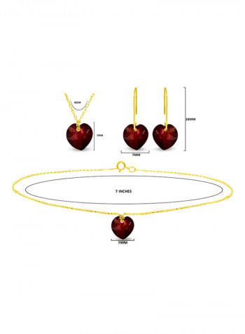 10 Karat Solid Yellow Gold 7 mm Garnet Jewellery Set