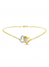 Solid Diamonds Interlocking Hearts Double Link Bracelet