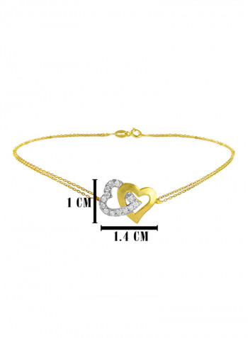 Solid Diamonds Interlocking Hearts Double Link Bracelet