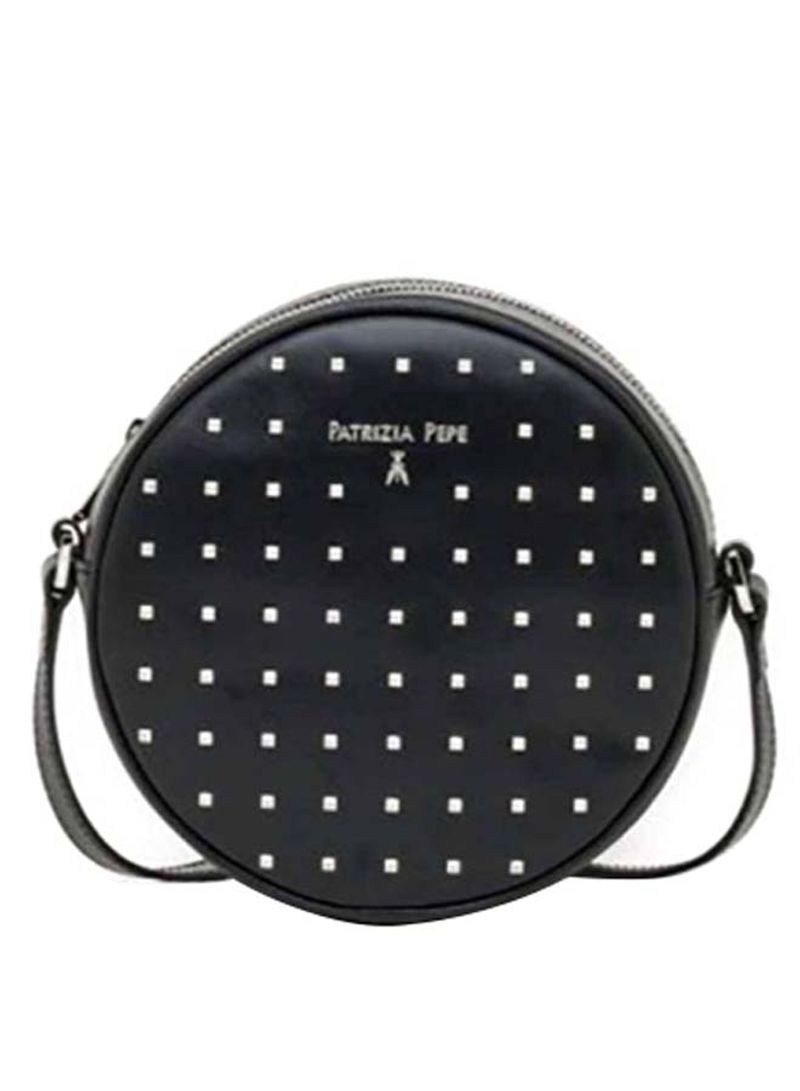 Round Shaped Polka Dot Pattern Crossbody Bag Black/White