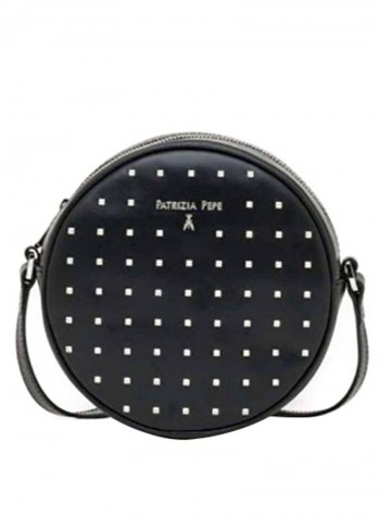 Round Shaped Polka Dot Pattern Crossbody Bag Black/White