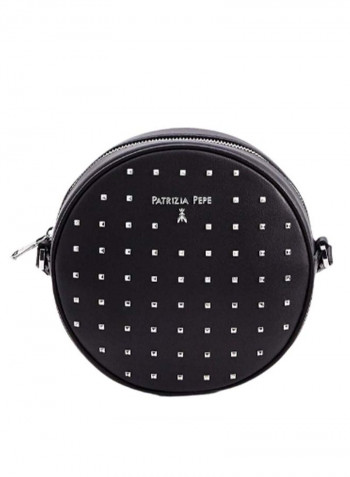 Round Shaped Polka Dot Pattern Crossbody Bag Black/White