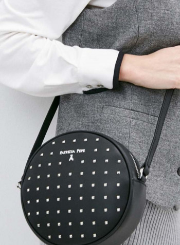 Round Shaped Polka Dot Pattern Crossbody Bag Black/White