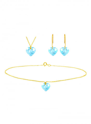 18 Karat Solid Yellow Gold 7 mm Topaz Jewellery Set