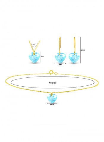 18 Karat Solid Yellow Gold 7 mm Topaz Jewellery Set