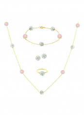 5-Piece 18 Karat Gold Built-In Crystal Ball And Pearl Jewellery Set