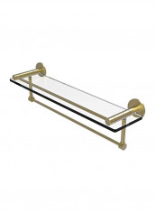 Fresno Collection Vanity Rail And Integrated Towel Bar Glass Shelf Satin Brass 22inch