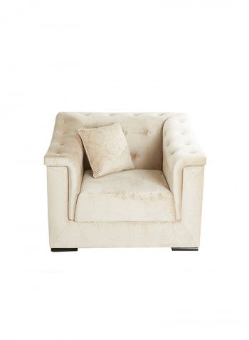 One Seater Cinderella Tufted Armchair With Scatter Cushion Beige