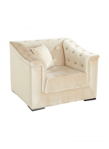 One Seater Cinderella Tufted Armchair With Scatter Cushion Beige
