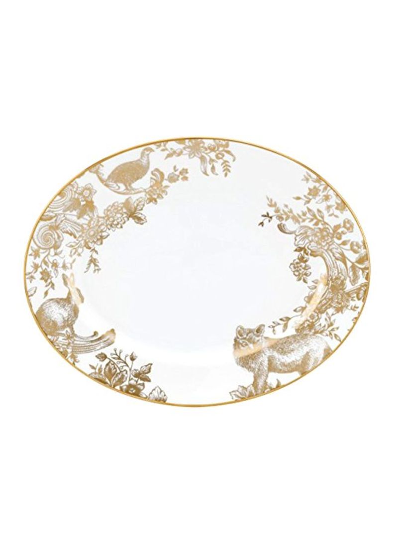 Marchesa Gilded Forest Oval Platter Gold/White 13inch