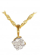 18K Gold Genuine Diamonds Twisted Solitaire Necklace 0.07 Carat