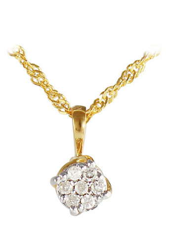 18K Gold Genuine Diamonds Twisted Solitaire Necklace 0.07 Carat