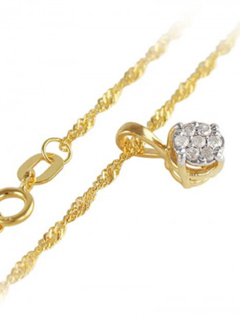 18K Gold Genuine Diamonds Twisted Solitaire Necklace 0.07 Carat