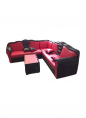 L Shape Mab Sectional Sofa Set Black/Red 250x80x94cm