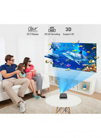 Mini DLP Android Projector 4K 4/32GB 50 ANSI Lumens with 100-Inch Projector Screen PROJ-WO-14-B_SCR-03 Black