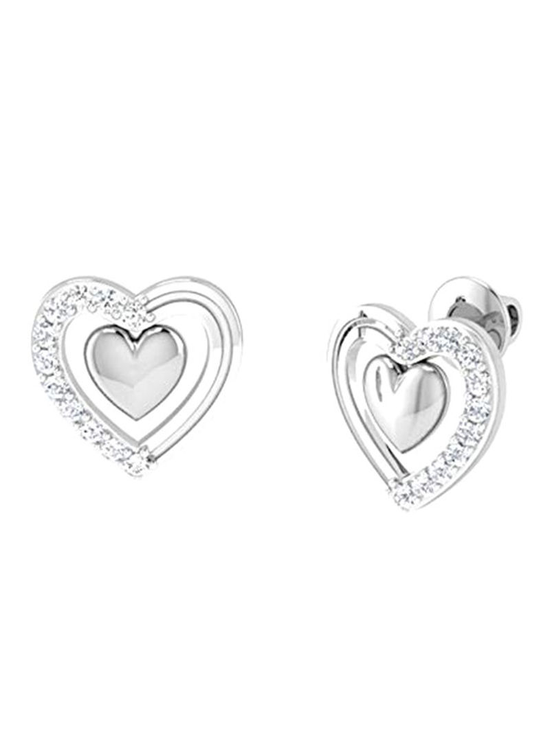 0.2 Carat Diamond Sterling Silver Double Heart Stud Earrings