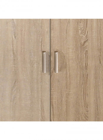 5-Doors Wardrobe with Mirror Beige