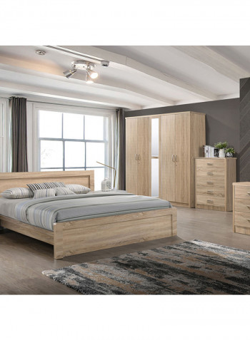 5-Doors Wardrobe with Mirror Beige