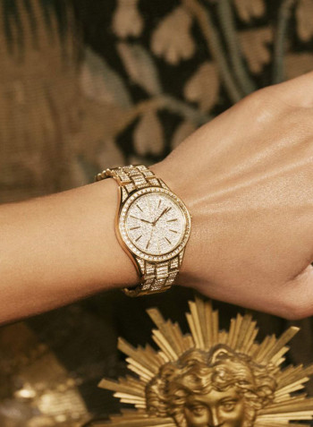 Women's Cristal 34 0.12 Ctw Diamond 18K Gold-Plated Stainless-Steel Watch J6383A