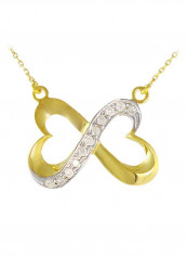 18 Karat Gold Diamond Studded Interlocking Hearts Design Necklace
