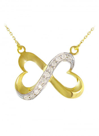 18 Karat Gold Diamond Studded Interlocking Hearts Design Necklace