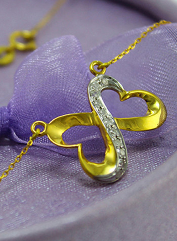 18 Karat Gold Diamond Studded Interlocking Hearts Design Necklace
